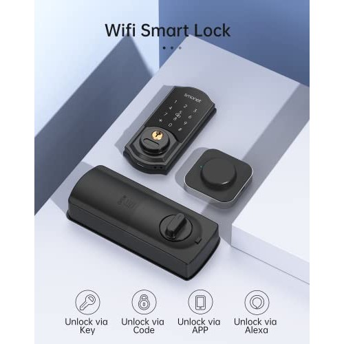 WiFi Door Lock Set, SMONET Remote Control Smart Deadbolt, Digital ...