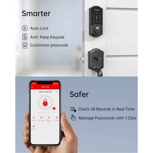 WiFi Door Lock Set, SMONET Remote Control Smart Deadbolt, Digital ...