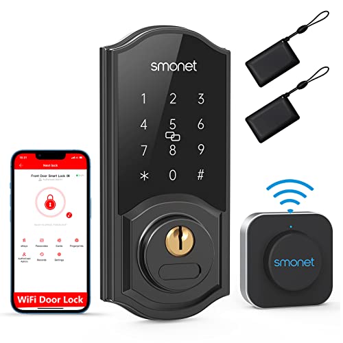 WiFi Door Lock Set, SMONET Remote Control Smart Deadbolt, Digital ...
