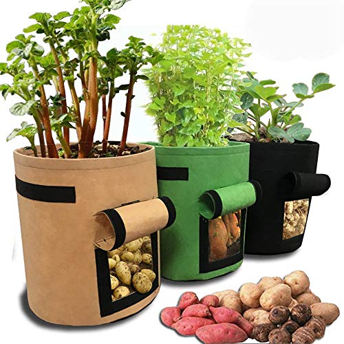 SNAFUL 3Pack Potato Planting Bag,Vecro Window Vegetable Grow Bag f...
