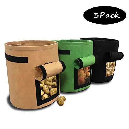 SNAFUL 3Pack Potato Planting Bag,Vecro Window Vegetable Grow Bag f...