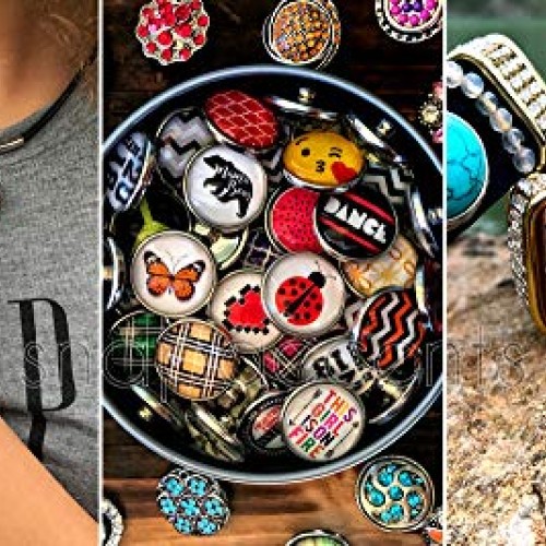 Snakeskin Pattern Faceted Snap Jewelry 18MM SnapAccents Charm Butt...