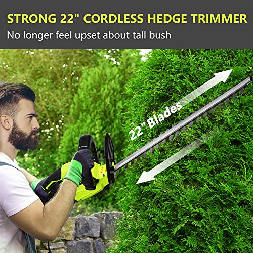 Cordless Hedge Trimmer, 1400RPM Powerful Electric Hedge Trimmer Co...