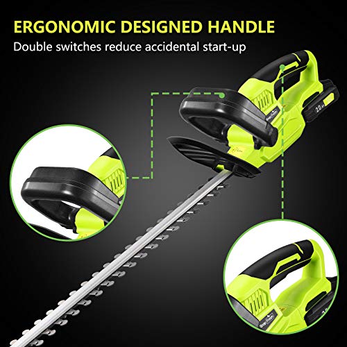 Cordless Hedge Trimmer, 1400RPM Powerful Electric Hedge Trimmer Co...