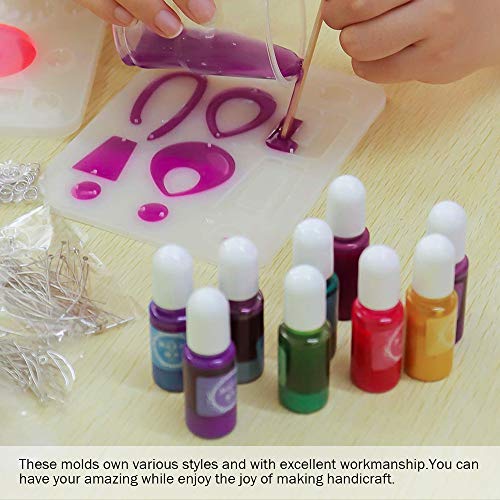 5pcs Earring & Hair Clip Epoxy Resin Molds, Bohemian Drop Dangle S...