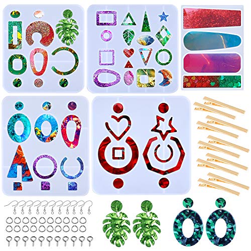 5pcs Earring & Hair Clip Epoxy Resin Molds, Bohemian Drop Dangle S...