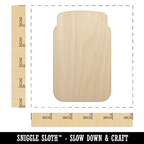 Mason Jar Solid Unfinished Wood Shape Piece Cutout for DIY Craft P...