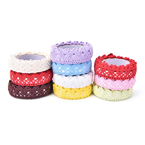 SNNplapla Adhesive Cotton Lace Roll Ribbon Decorative Washi Tapes ...