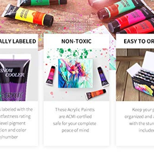 Acrylic Paint Set for Painting, 24 Vibrant Acrylic Colors 20ml for...
