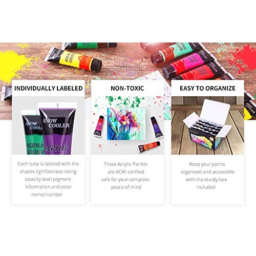 Acrylic Paint Set for Painting, 24 Vibrant Acrylic Colors 20ml for...