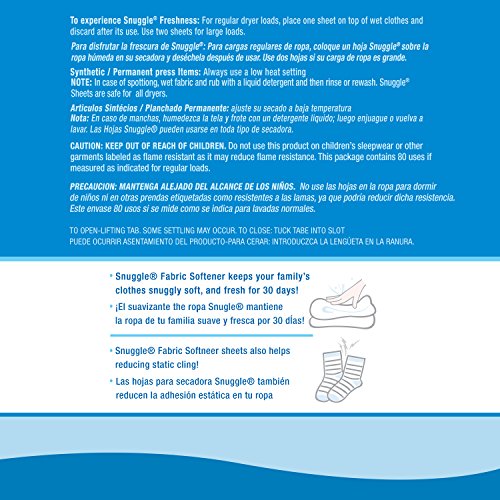 Snuggle Fabric Softener Dryer Sheets, Blue Sparkle, 80 Count