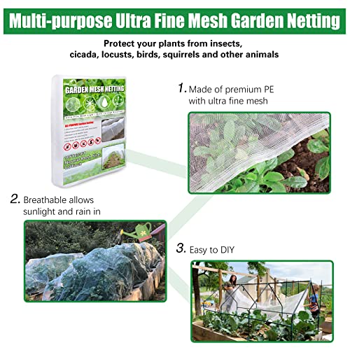 SnugNiture Garden Netting 10x33FT Ultra Fine Mesh Mosquito Netting...