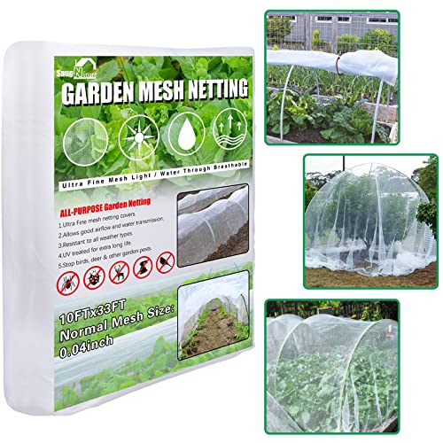 SnugNiture Garden Netting 10x33FT Ultra Fine Mesh Mosquito Netting...