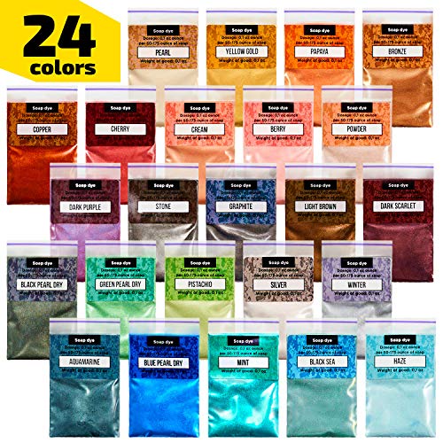 Epoxy Resin Dye - Mica Powder - 24 Powdered Pigments Set - Soap Dy...