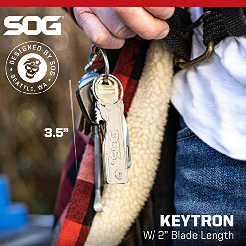 SOG Keychain Pocket Knife with Bottle Opener Keychain Ring - Keytr...