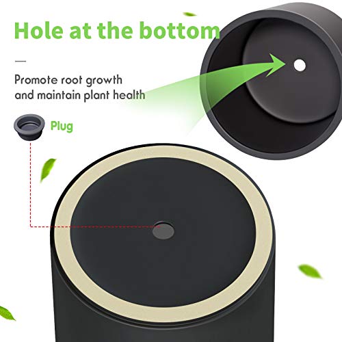 SOGUYI Plant Pots Set Black Ceramic Planter for plants ,6 Inch 8 I...