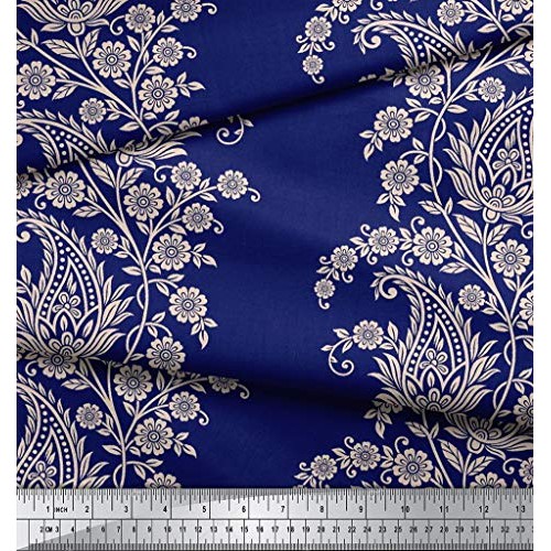 Soimoi 20 GSM Pure Silk Floral Paisley Printed Fabric by The Yard ...