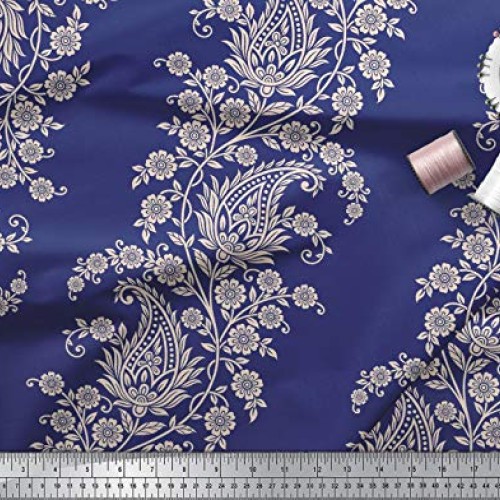 Soimoi 20 GSM Pure Silk Floral Paisley Printed Fabric by The Yard ...