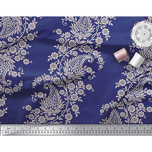 Soimoi 20 GSM Pure Silk Floral Paisley Printed Fabric by The Yard ...