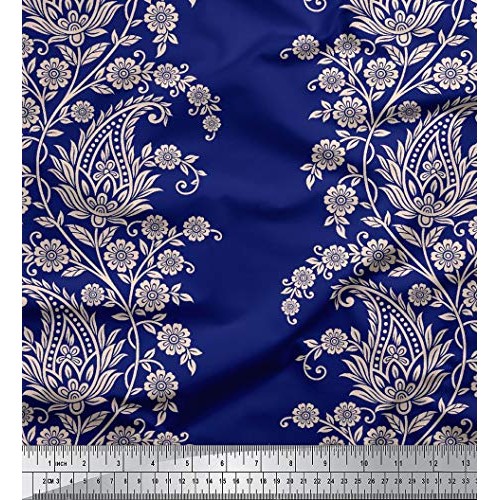 Soimoi 20 GSM Pure Silk Floral Paisley Printed Fabric by The Yard ...