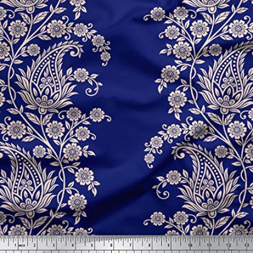 Soimoi 20 GSM Pure Silk Floral Paisley Printed Fabric by The Yard ...