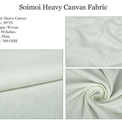 Soimoi Blue Heavy Canvas Fabric Abstract & Rabbit Animal Print Fab...