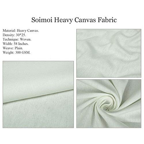 Soimoi Blue Heavy Canvas Fabric Abstract & Rabbit Animal Print Fab...