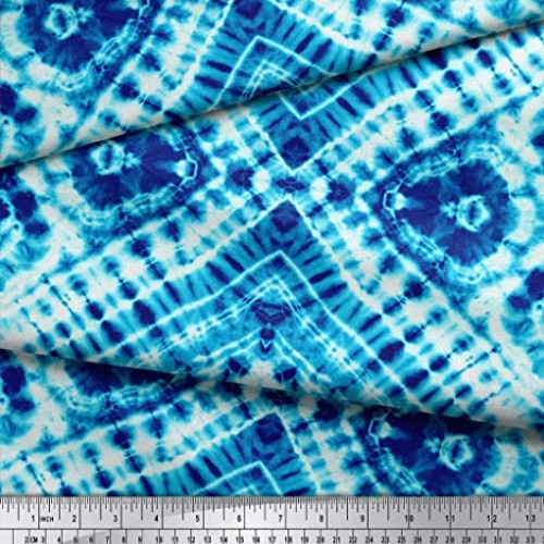Soimoi Blue Rayon Fabric Animals Tie-Dye Print Fabric by The Yard ...