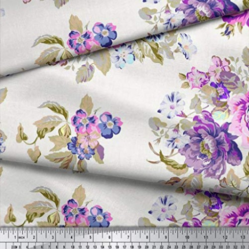 Soimoi Craft Pure Silk Fabric 44 Inches Wide Floral Printed 20 GSM...