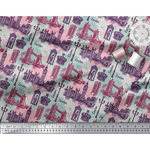 Soimoi Decorative 58 Inches Wide London Theme Architectural Print ...