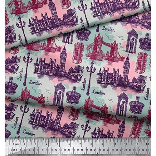 Soimoi Decorative 58 Inches Wide London Theme Architectural Print ...