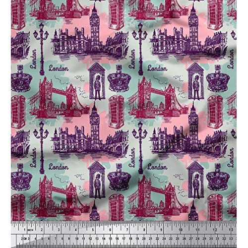 Soimoi Decorative 58 Inches Wide London Theme Architectural Print ...