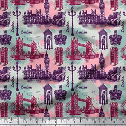 Soimoi Decorative 58 Inches Wide London Theme Architectural Print ...