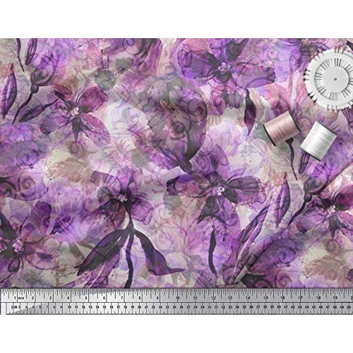 Soimoi Purple Rayon Fabric Floral & Texture Fabric Prints by Yard ...