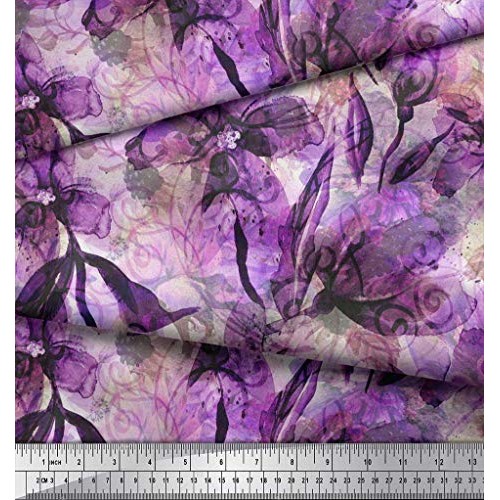 Soimoi Purple Rayon Fabric Floral & Texture Fabric Prints by Yard ...