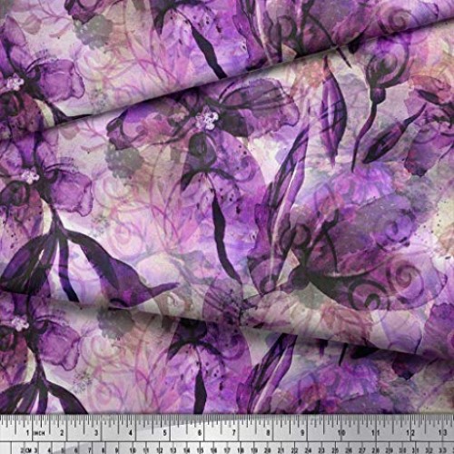 Soimoi Purple Rayon Fabric Floral & Texture Fabric Prints by Yard ...