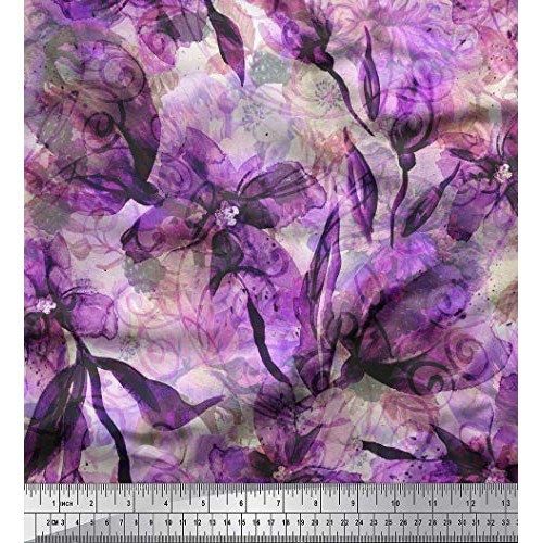 Soimoi Purple Rayon Fabric Floral & Texture Fabric Prints by Yard ...