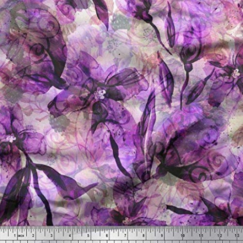 Soimoi Purple Rayon Fabric Floral & Texture Fabric Prints by Yard ...