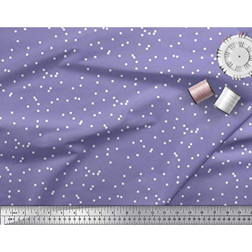Soimoi Purple Rayon Fabric Polka Dots Printed Fabric 1 Yard 56 Inc...