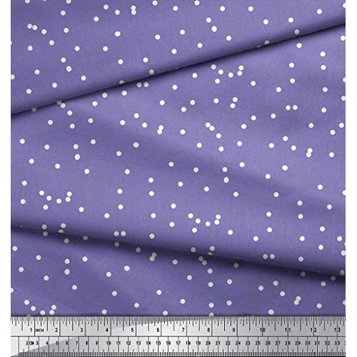 Soimoi Purple Rayon Fabric Polka Dots Printed Fabric 1 Yard 56 Inc...