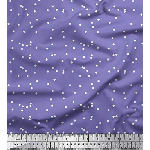 Soimoi Purple Rayon Fabric Polka Dots Printed Fabric 1 Yard 56 Inc...
