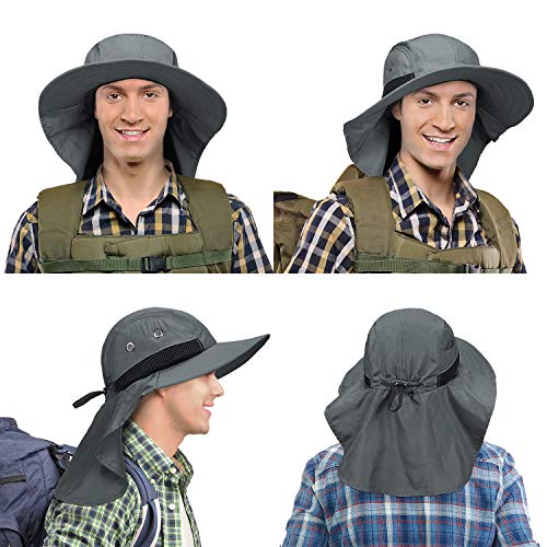 Fishing Hat with Ear Neck Flap Cover Wide Brim Sun Protection Safa...