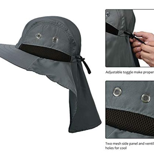 Fishing Hat with Ear Neck Flap Cover Wide Brim Sun Protection Safa...