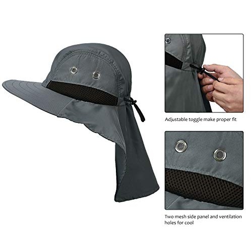 Fishing Hat with Ear Neck Flap Cover Wide Brim Sun Protection Safa...