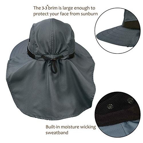 Fishing Hat with Ear Neck Flap Cover Wide Brim Sun Protection Safa...