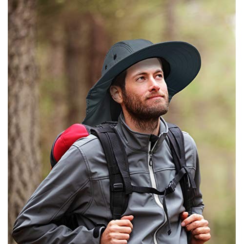 Fishing Hat with Ear Neck Flap Cover Wide Brim Sun Protection Safa...
