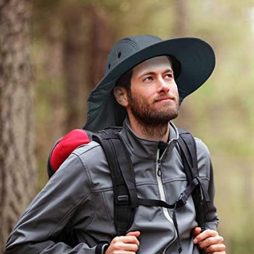 Fishing Hat with Ear Neck Flap Cover Wide Brim Sun Protection Safa...