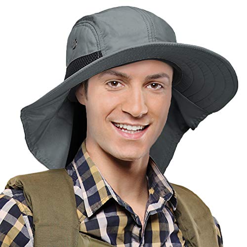 Fishing Hat with Ear Neck Flap Cover Wide Brim Sun Protection Safa...