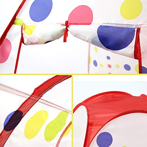 Colorful Round Dot 3-in-1 Folding Kids Play Tent with Tunnel, Ball...