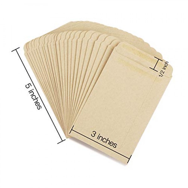 Self-Sealing, Printable Seed Packet Envelopes - 100 Counts, 3 x 4.5